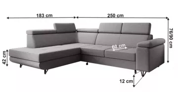 Rohov� sedacia s�prava JOGI, �av� variant, rozmery