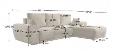 Sedacia súprava Kerim, rozmery