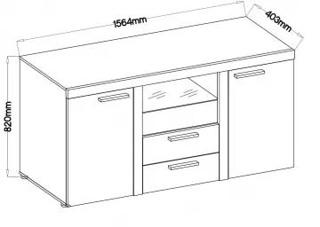 Komoda Rizo 2D2S, rozmery