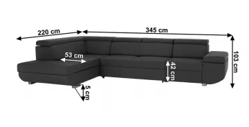 Rohová sedacia súprava MAVIS, ľavé prevedenie rozmery