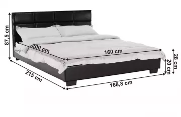 Čalúnená posteľ Mikel, čierna, rozmery