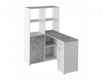 Rohov PC stl s reglom, biela/betn, MINESON