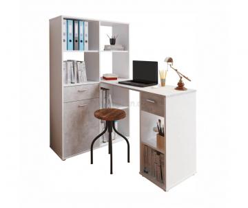 Rohov PC stl s reglom, biela/betn, MINESON