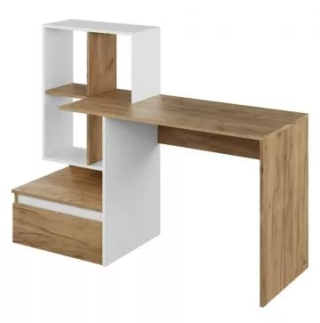 PC stôl, dub artisan/biela, NEREO