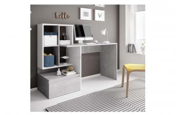 PC stôl Nereo, betón/biely mat