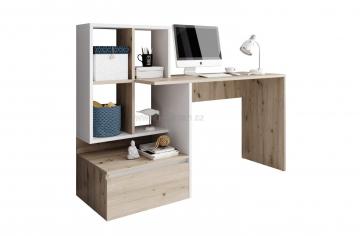 PC stôl Nereo, dub artisan/biely mat