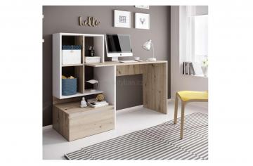 PC stôl Nereo, dub artisan/biely mat