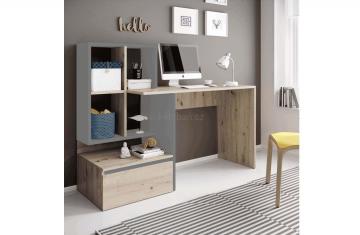 PC stôl Nereo, dub artisan/grafit-antracit svetlý