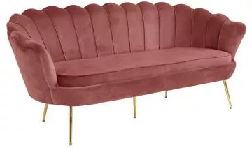 Luxusná pohovka, 3-sed, ružová Velvet látka / chróm zlatý, štýl Art-deco, NOBLIN