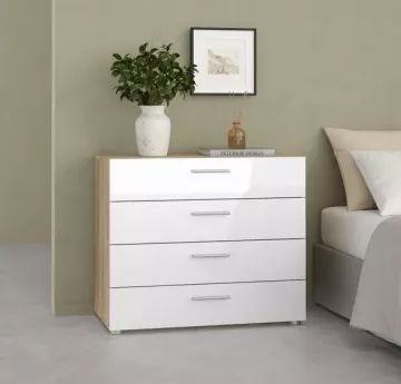 Komoda Pedro 505 dub sonoma/biely lesk, v interiéri