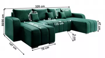 Porima U, smaragdov�, rozmery