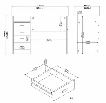 Písací stôl Felix 146 rozmery
