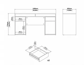 Písací stôl Felix 481/02, rozmery