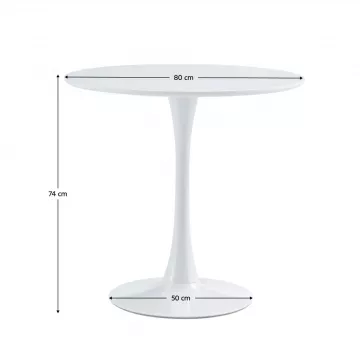 Jedlensk stl, okrhly, biela, priemer 80 cm, REVENTON NEW