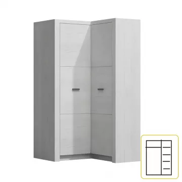 Rohová šatníková skriňa INFINITY 14 - jaseň biely