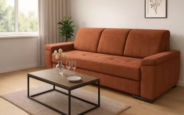 Pohovka Lumi tehlová, v interiéri