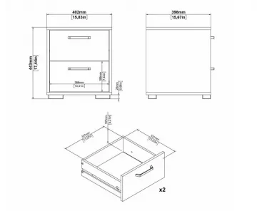 Nočný stolík Selina 701, rozmery