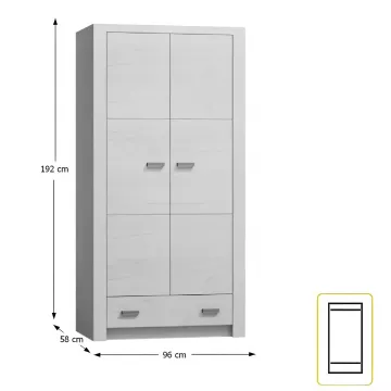 Šatníková skriňa INFINITY - jaseň biely