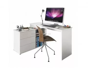 Univerzálny rohový PC stôl, biela, terina