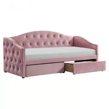 Posteľ s úložným priestorom, 90x200, ružová Velvet látka, ZASKA