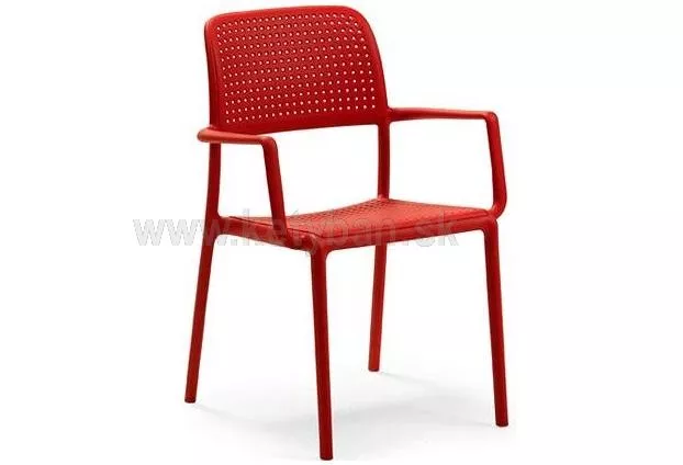 Odolná plastová stolička Bora kresielko rosso