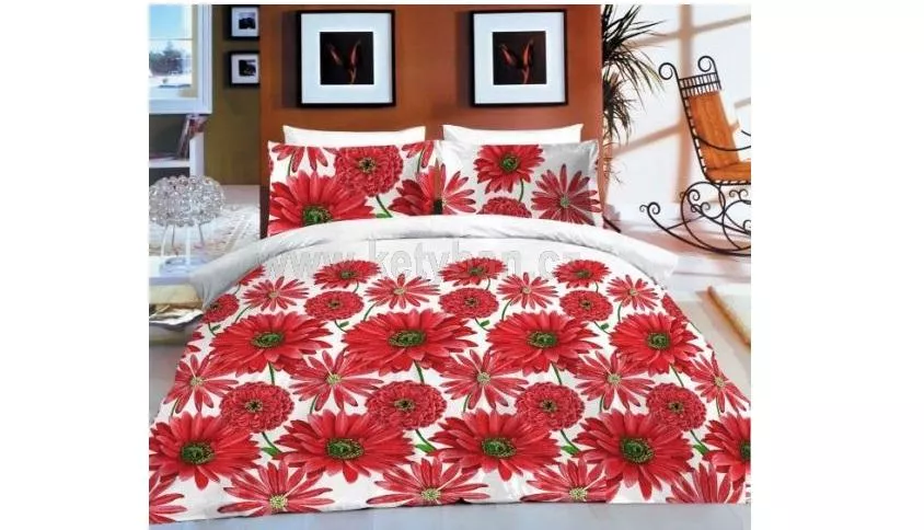 Krepové bavlnené posteľné obliečky - Denisa červená