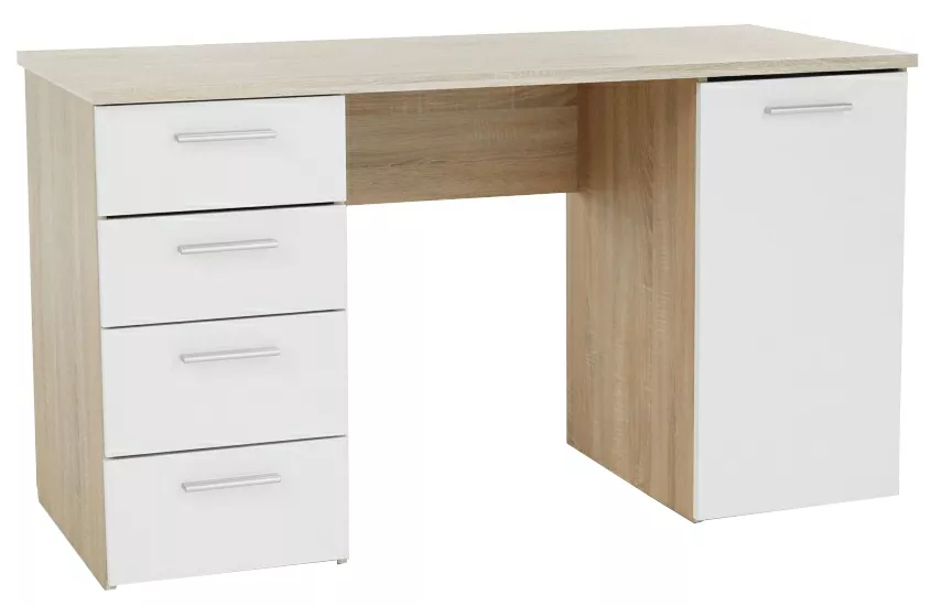 PC stôl Eustach, dub sonoma/biela